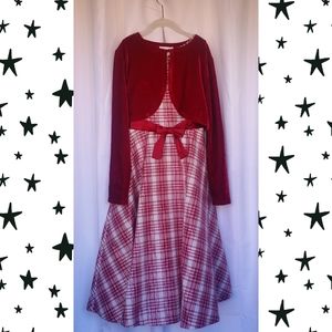 Bonnie Jean Plaid Christmas Dress with Shrug